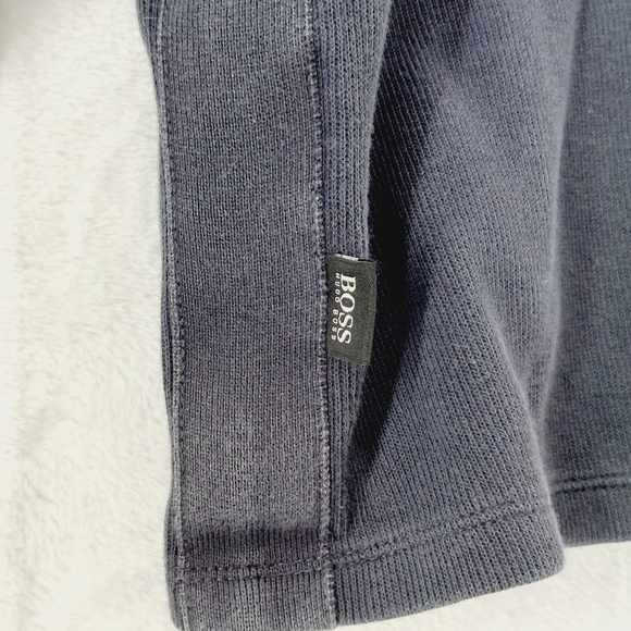 Hugo Boss Piceno 27 Knit 1/4 Button Neck Sweater Black Blue Pull Over Top P2253 - Picture 5 of 10